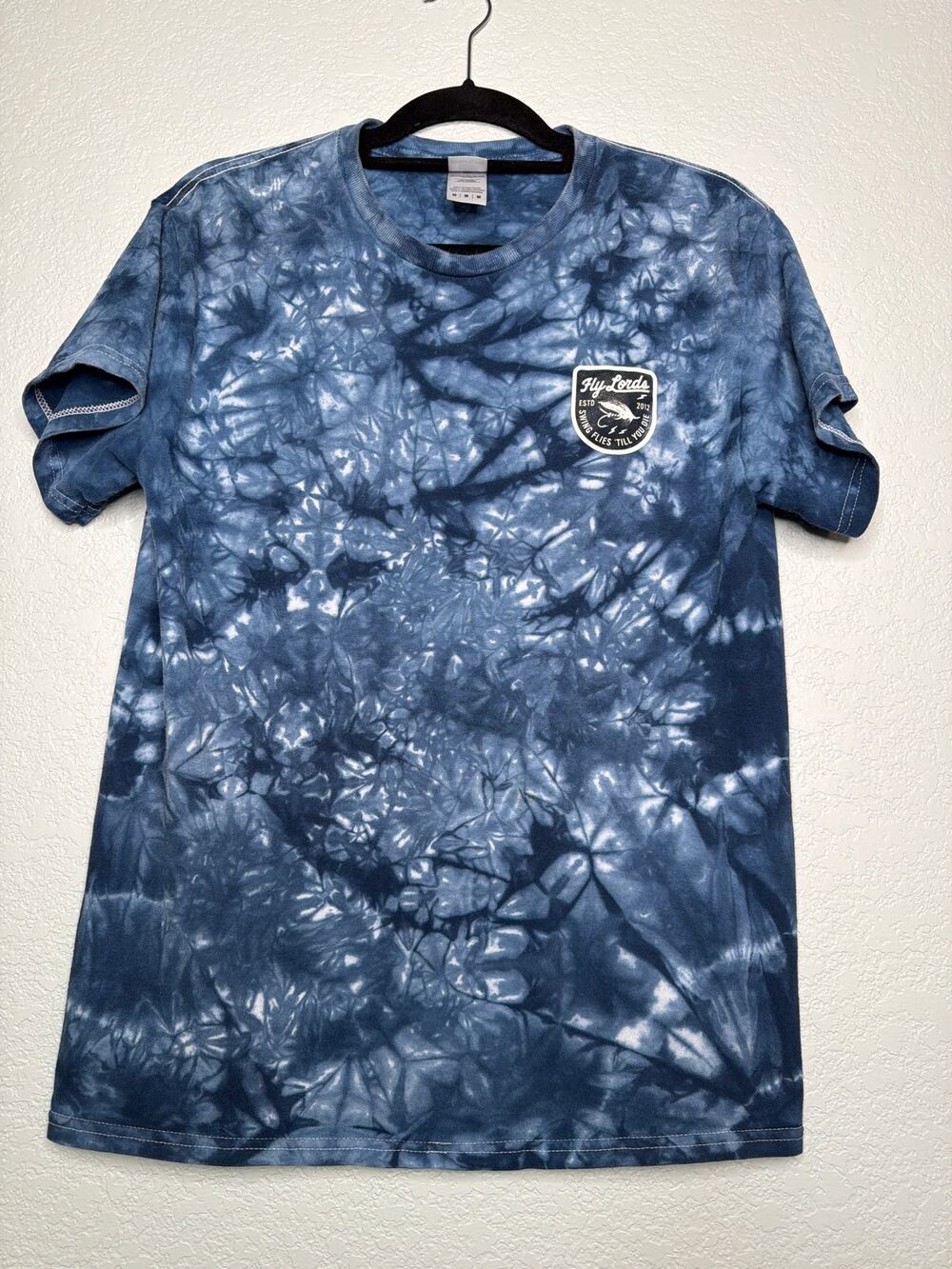 Fly Lords Tie Dye Graphic T-Shirt Men’s M Colortone Blue Fishing Tee